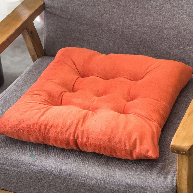 Хрустальная бархатная однотонная квадратная подушка Декоративные подушки для сидения напольный коврик офисный диван кресло автомобильное заднее сиденье Подушка-табурет - Цвет: Orange