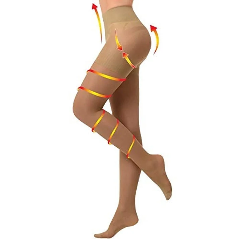 Compression Pantyhose for Women 20-30 mmHg Stockings Waist High for Varicose Veins Swelling Edema Nursing Travel Teacher