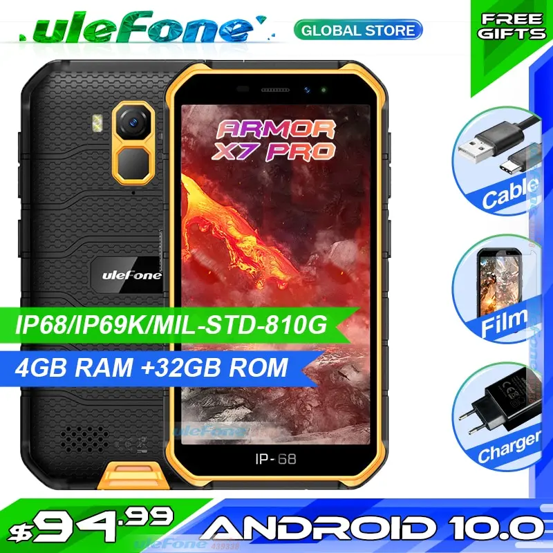 Ulefone Power X7 Pro IP68 смартфон Водонепроницаемый Android10 прочный телефон 4 Гб Оперативная
