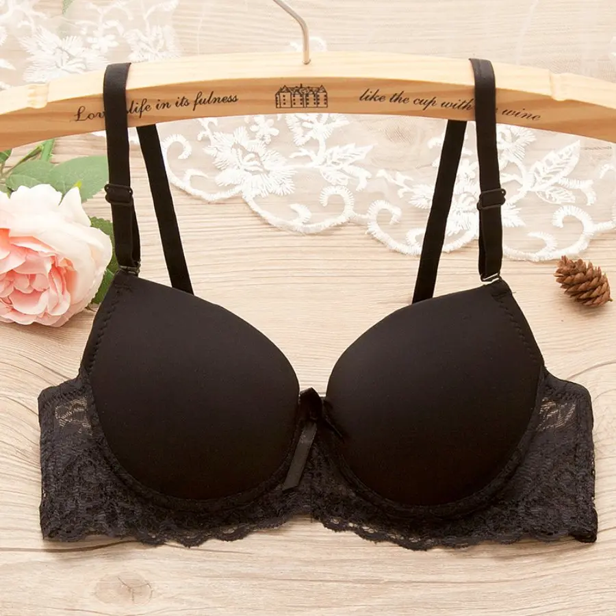 Women invisible bra Lovely Bra Backless Brassiere White Push Up Bra Tubes Sexy lace bras brallete for Young Girls#2 - Цвет: black
