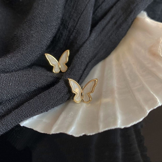 Fashion Cute Rhinestone Gold Color Butterfly Stud Earrings For Women No Piercing Fake Cartilage Earring Gifts