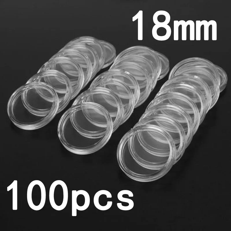100pcs Coin Protector Case Capsules Holder Applied Clear Plastic Storage Box 18mm Round Coin Capsules Containers Porta Monete ► Photo 2/6