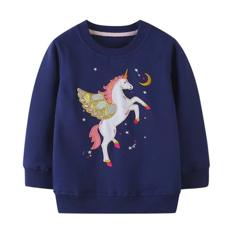 

New Spring Autumn Unicorn Applique Toddler Kids Baby Girl Sweatshirt Cotton Children Clothing for Girls Sweaters