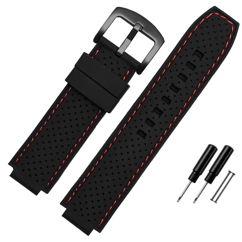 Браслет из силиконового каучука 24*16 мм ремешок для часов timex T2N739 | T2N720 | T2N721 ремешок для часов спортивный силиконовый ремешок камуфляж - Цвет ремешка: black red black