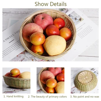 

wholesale various styles 3pcs suit hand woven bamboo round storage basket fruit plate rattan flower basket as home decoration