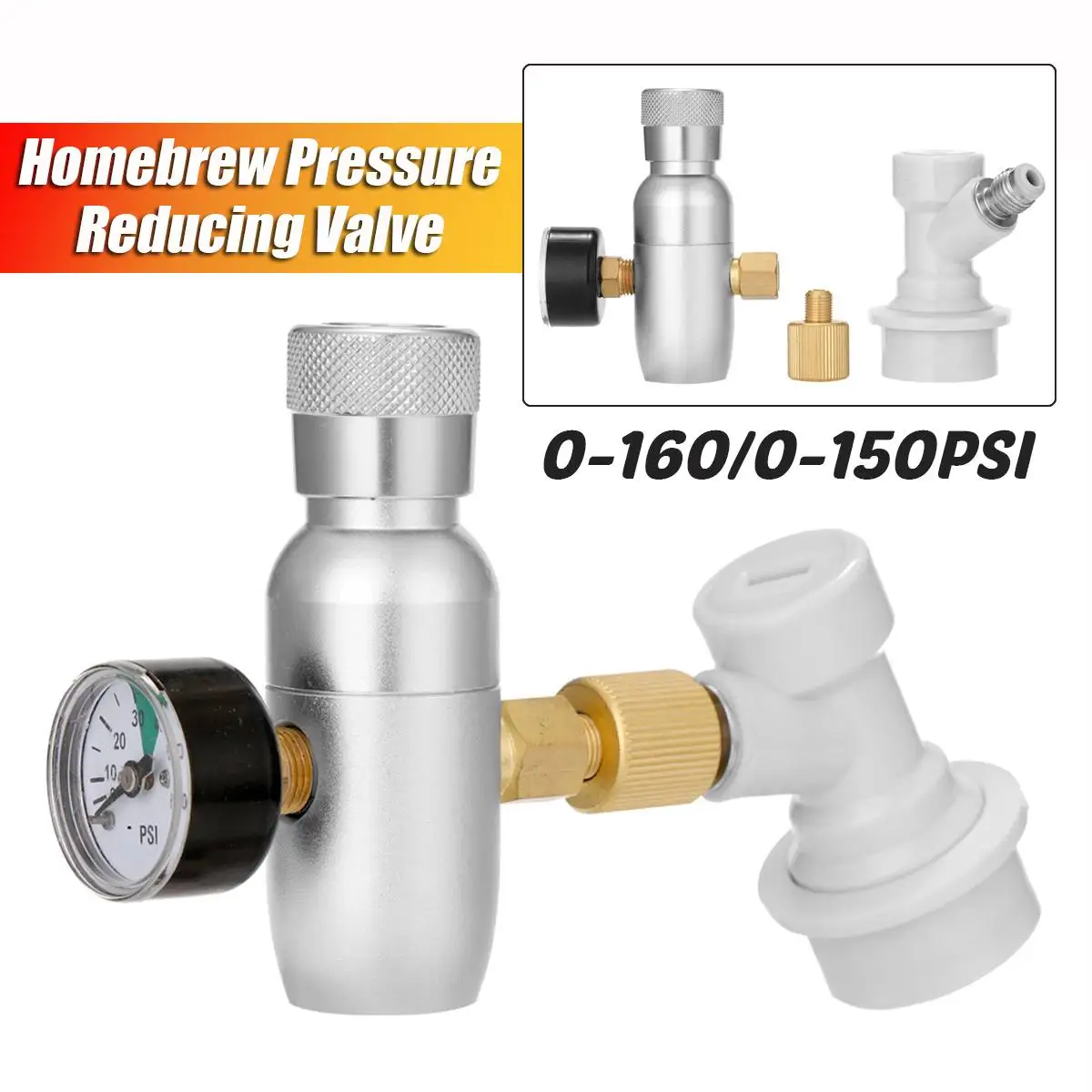 Homebrew Kegging Pressure Reducing Valve Ball Lock Mini Regulated CO2