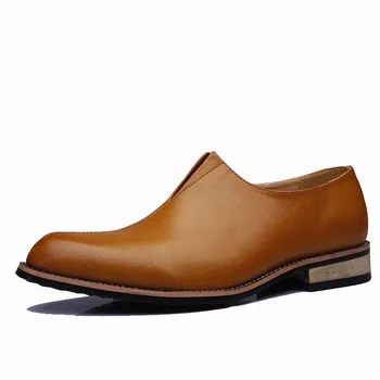 

2020 Men Dress Shoes Business Office Slip-on Loafers Casual Driving Shoes Men's Flat Party Genuine Leather Increase Shoes