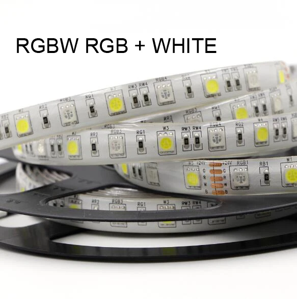 RGBW 12 мм PCB 5 м 4в1 5в1 RGB+ CCT Светодиодная лента 5050 60 Светодиодный s/M 5 цветов в 1 чип CW+ RGB+ WW RGBW RGBWW гибкий светодиодный светильник 12 В 24 В - Испускаемый цвет: RGBW
