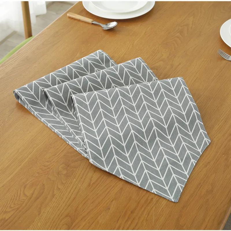 

Proud Rose Nordic Style Grey Arrow Cotton Linen Table Runner Christmas Decorations Home Table Simple Geometric Hotel Bed Flag