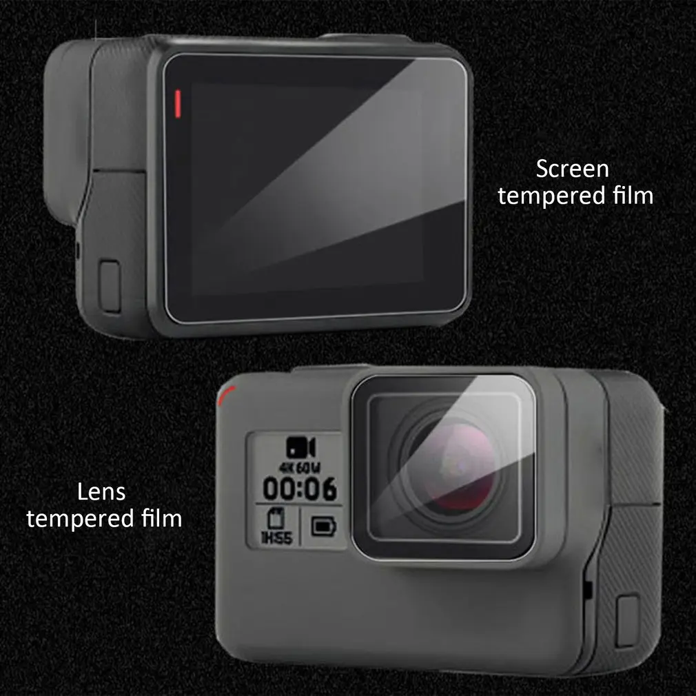 Tempered Film For Gopro Hero 7/6/5 Accessories Protector Scratch-resistant Protective Film For Go Pro Hero 7 6 5 Action Camera