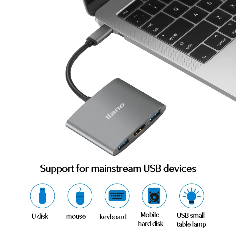 Llano USB C концентратор к HDMI адаптер для Macbook Pro/Air Thunderbolt 3 концентратор USB Type C к HDMI 4K USB 3,0 порт USB-C питания