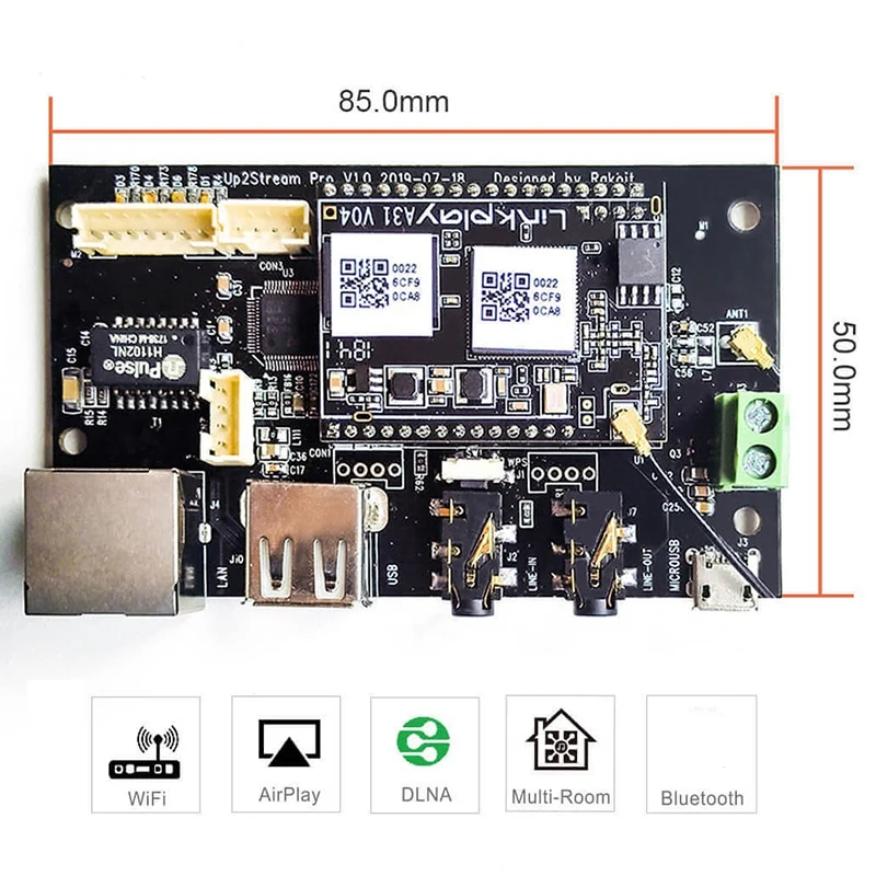 Up2Stream Pro WiFi и Bluetooth 5,0 HiFi аудио приемник плата с Spotify Airplay Dlna Интернет-радио и потоковой музыки