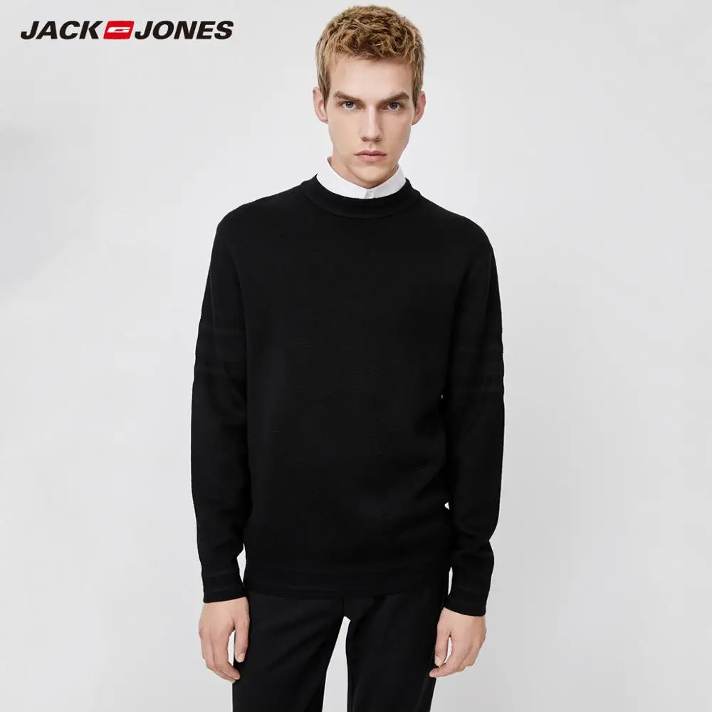 

JackJones Men's Embroidered Stripe Woolen Pullover Knit Sweater Style| 220124508