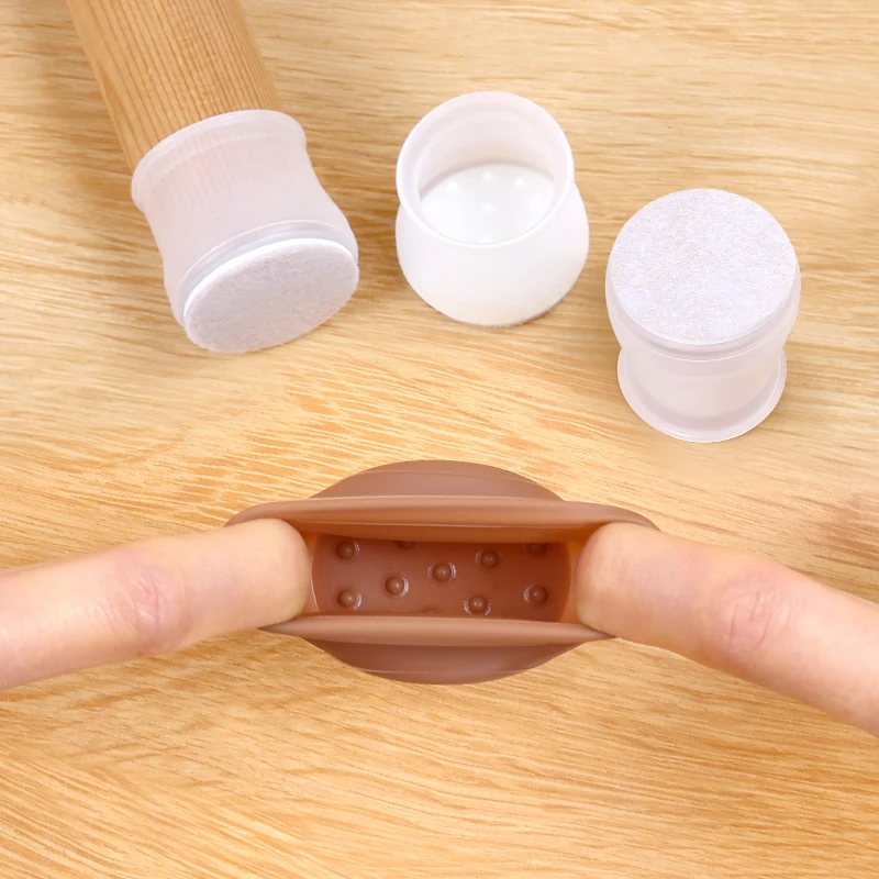 16PCS Silicone Chair Leg Cover Felt Bottom Round Square Furniture Feet Caps Floor Protector Pads for Chair Leg Black Brown White