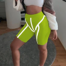 Для женщин Дамская мода Светоотражающие для занятий йогой с полосками, для занятий в спортивном зале, для езды на велосипеде в байкерском стиле Спорт Бег узкие брюки