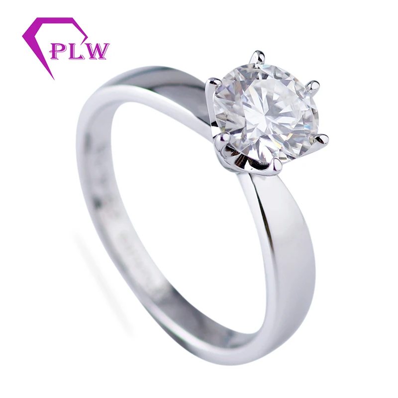 

SOLITAIRE MOISSANITE ENGAGEMENT RING 6 PRONG 1 CARAT VVS D ROUND 18 K WHITE GOLD FOR LADIES'GIFTS AND WEDDING GIFTS