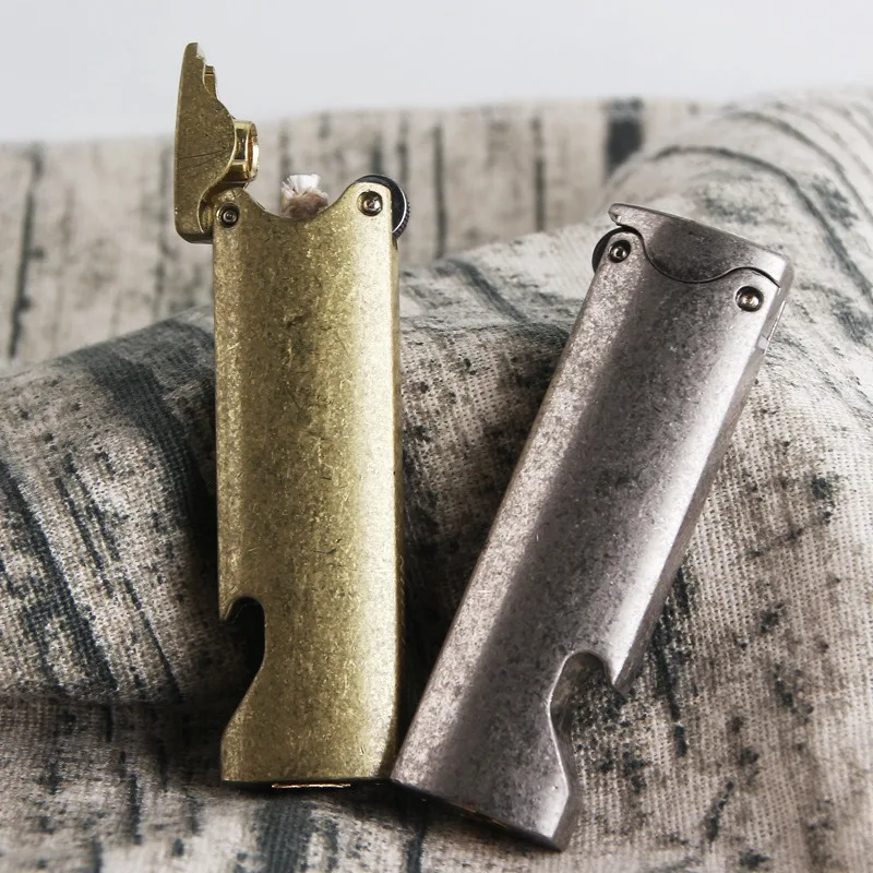 

Kerosene Lighter Small Long Strip Portable Creative Petrol Lighters Metal Grinding Wheel Cigarette Lighter Band Bottle Opener
