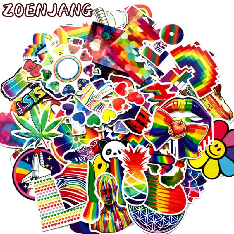 60 шт./упаковка водонепроницаемые радужные наклейки из ПВХ|Наклейки| |