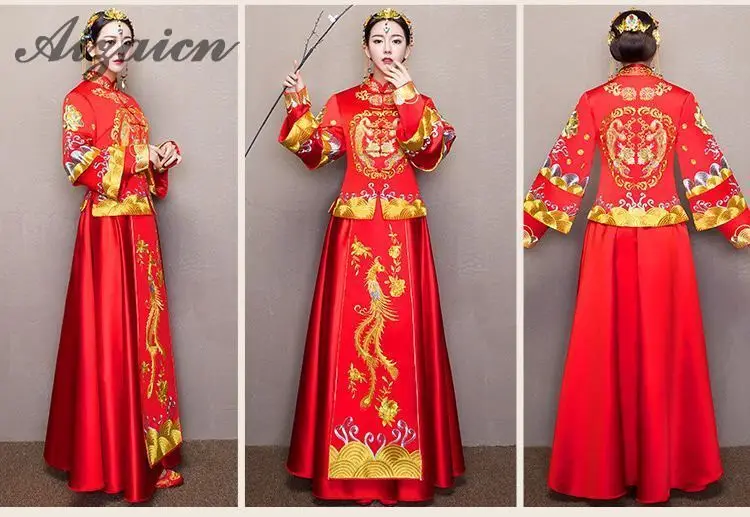 Китайское платье женское свадебное традиционный ченсам Qipao узор Восточный халат Mariage Chinoise Red Qi Pao антиквариат винтаж