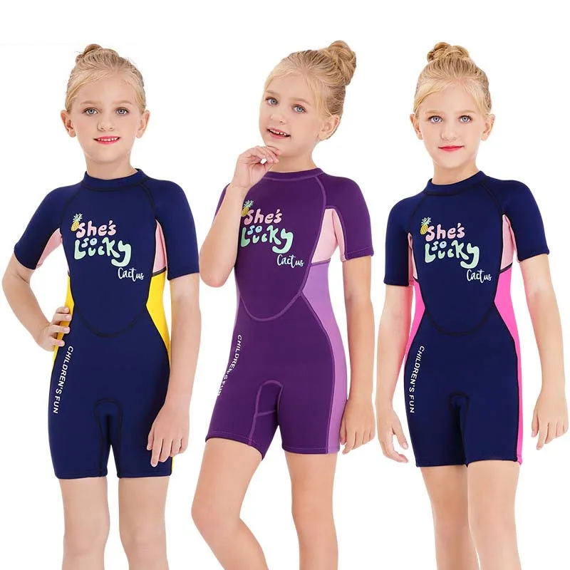 Short Sleeve Kids Wetsuits 3mm Neoprene Children's Wetsuit for Boys Girls Swimming Diving Rash Guard Surfing