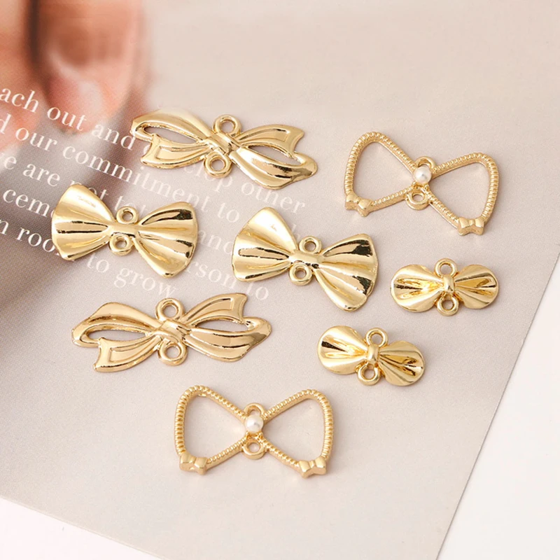 

10pcs Metal Gold Retro cute Bow Knot Earrings Accessories For DIY Jewelry Making Hairclip Beautiful Necklace Pendants Materials