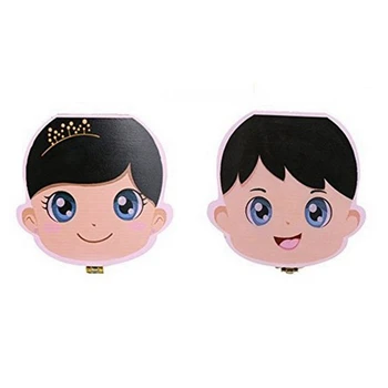

2 Pcs New Kids Tooth Box Organizer for Baby Save Milk Teeth Wood Storage Box , Boy & Girl