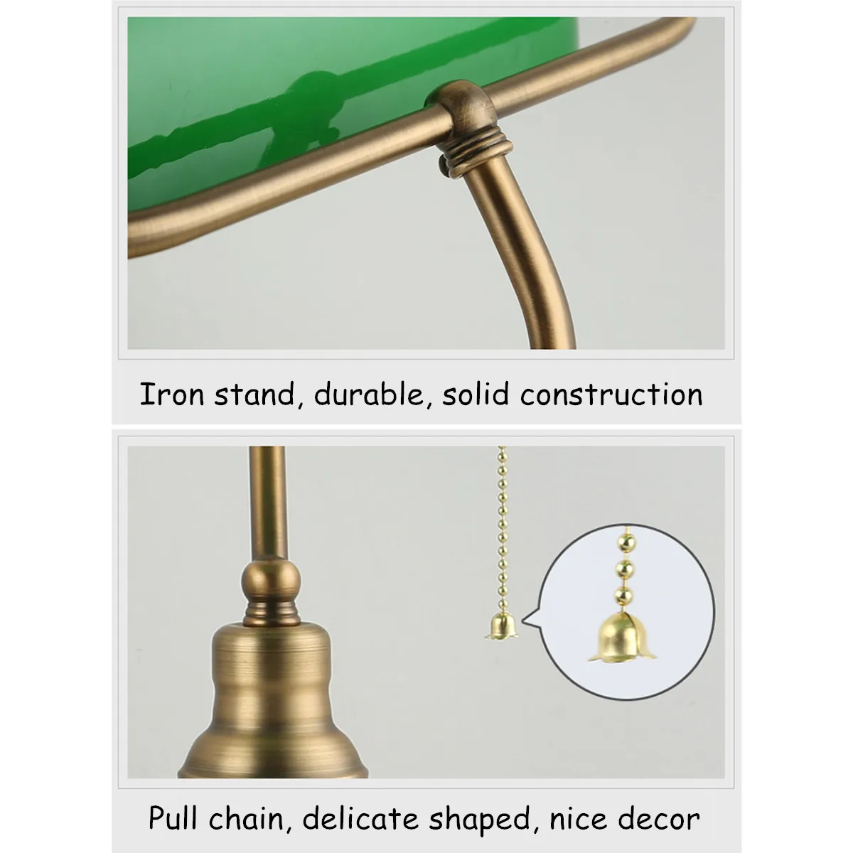 Traditional Antique Brass+ Green Bankers Table Office Desk Lamp Lounge Light