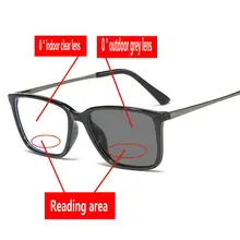 Бифокальные очки для чтения, мужские, женские, сплав, оправа, диоптрий, фотохромные, дальнозоркие солнцезащитные очки, UV400, с коробкой FML