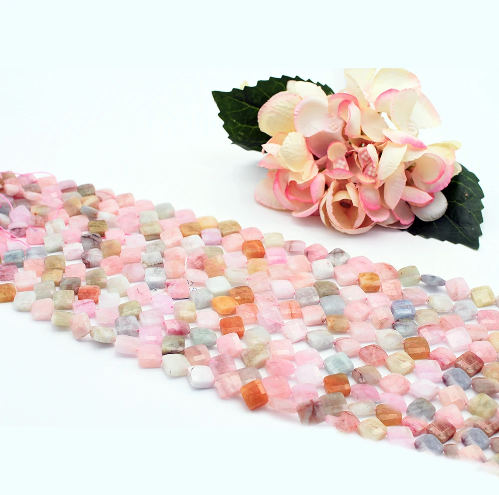 1 strand  colorful morganite Stone Beads Faceted rhombusLoose Beads 15 Inch