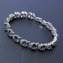 Модный Красочный браслет из белого золота с кубическим цирконием