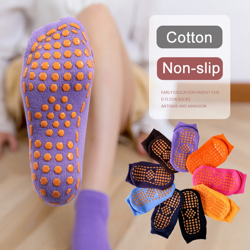 Nuevo Bebé de algodón de los niños de piso antideslizante calcetines trampolín calcetines adulto ropa cómoda no deslizamiento deportes calcetines de Yoga masaje de pies