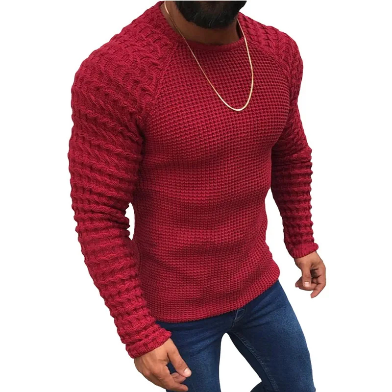 MJARTORIA 2020 New Men Casual Neck Pullover Sweaters Autumn Winter Casual Slim Fit Long Sleeve Cable 4