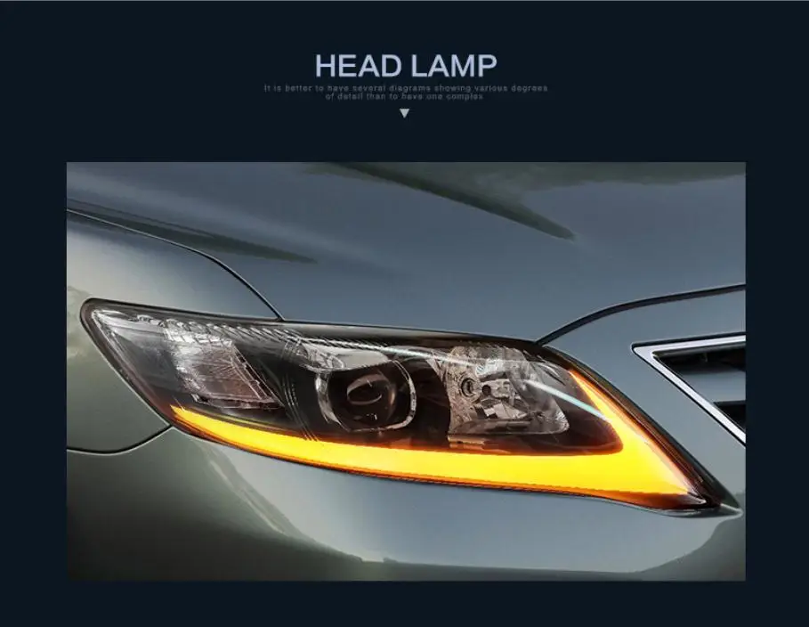 Vland заводской автомобильный головной светильник для Camry светодиодный головной фонарь 2009 2010 2011 с поворотным сигналом с последовательным индикатором