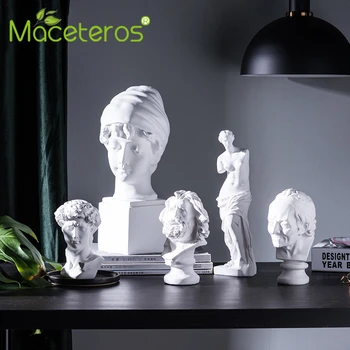

Nordic Literature And Art Simple Retro Sketch Head Sculpture Sculpture Synthetic Resin Crafts Gardening Home Decoration Supplies