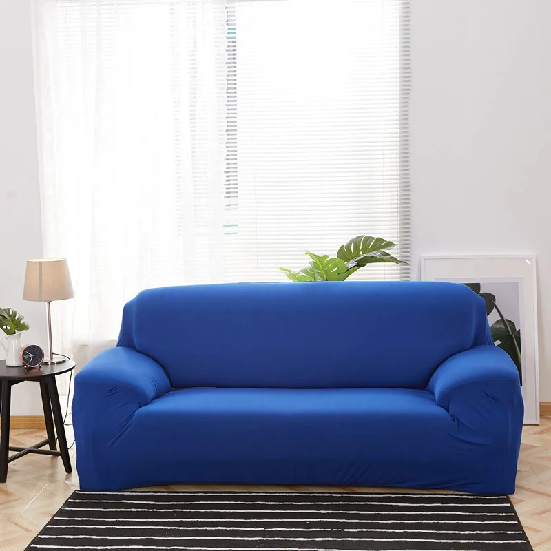 Dark Blue Однотонный эластичный чехол для дивана, мягкий Универсальный угловой диван для гостиной, все включено, чехол для дивана, защитный чехол для подушки - Цвет: Dark Blue
