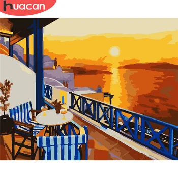 

HUACAN Paint By Number Sea Drawing On Canvas Gift DIY Pictures By Numbers Scenery Kits Hand Painted Painting Art Home Decor