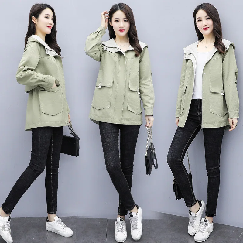 

Elegant Simple Versatile Fashion Sweet Slimming Slim Fit by Age Nobility Able Fashion Hooded Casual Trench Coat