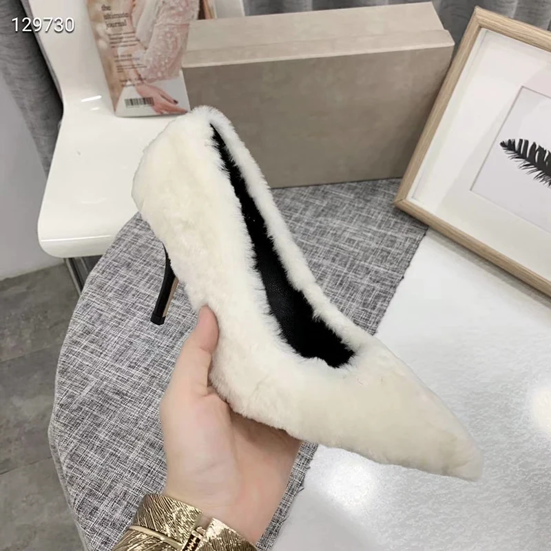 Silla liners/Новинка года; зимние шерстяные туфли-лодочки на высоком каблуке; пикантные вечерние туфли с острым носком на тонком высоком каблуке; женские туфли с закрытым носком; свадебные туфли