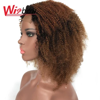 

Kinky Curly Lace Closure Human Hair Wigs For Black Women T1B 33 Red Mongolian Remy Hair Curly Bob Wigs Preplucked Wig Short Hair