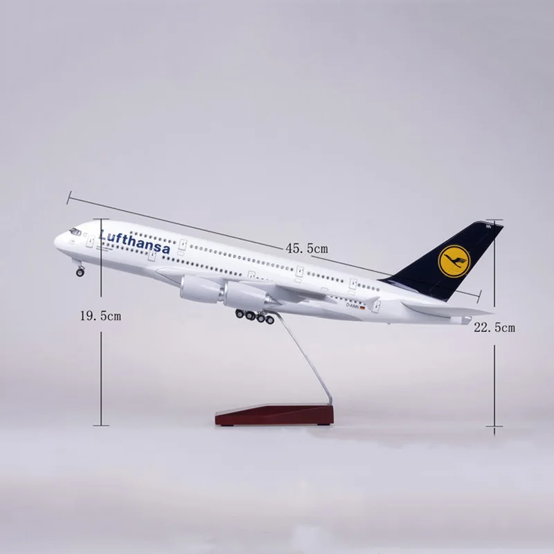 1/160 масштаб самолет Airbus A380 Lufthansa авиакомпания модель Германия самолет литой смолы самолет светодиодный светильник для сбора