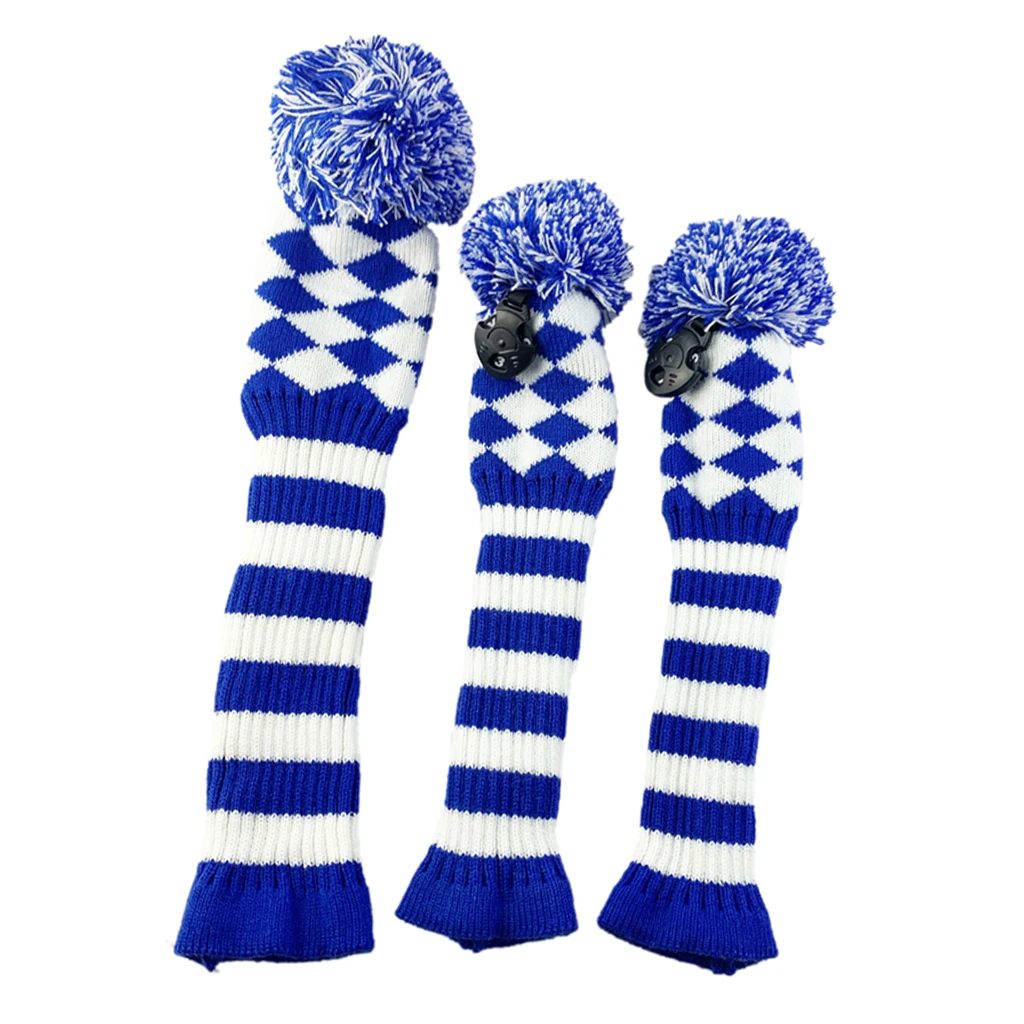3pcs/set No.1 3 5 Golf Knitted Wood Head Cover Knitted Golf Driver Fairway Wood Headcovers Golf Club Protective Sleeve Sock