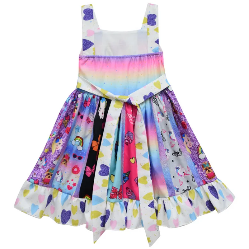 Милое Платье для девочек с животным принтом; модное платье на бретелях; детское платье с единорогом; детская одежда