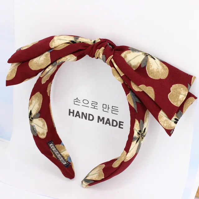 Floral Big Bow  Hairbands  For Women Korea Hair Accessories For Girls Hair Band Hair Bows  Hairband Headbands Milky White