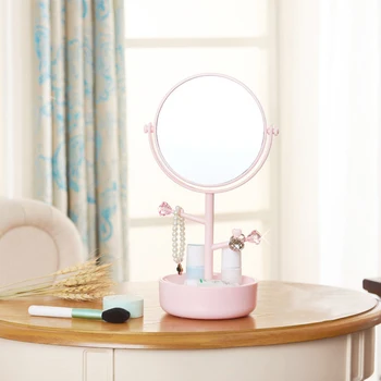 

Multifunctional Desktop Makeup Mirror Can Hang Jewelry Creative nification Princess Mirror with Storage Box