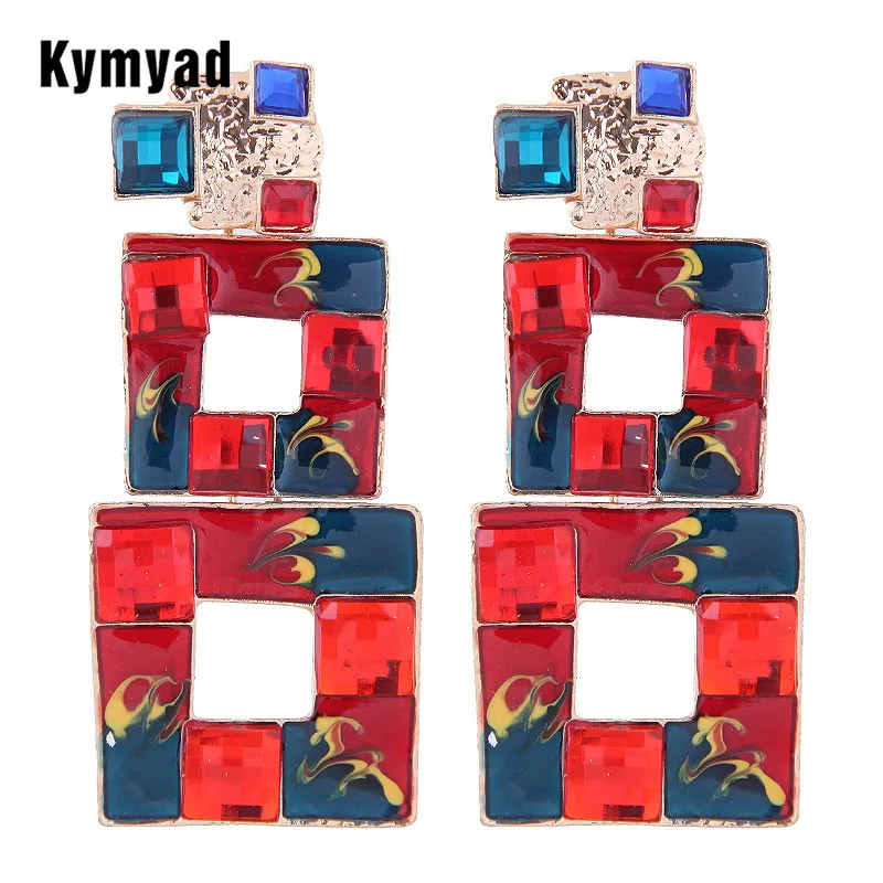 Kymyad геометрические многоцветные серьги-капли из полимерного камня для женщин