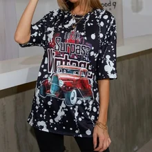 

Lady Summer 2021 Letter Pattern Print Vintage Oversized T Shirt Women O Neck Casual Short Sleeve Kawaii Clothes Graphic T Shirts