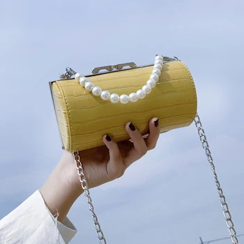 

Spring And Summer Design Bag Women 2020 New Fashion Korean Version Versatile Messenger Bag Chain Bag Pearl Cylinder Bag