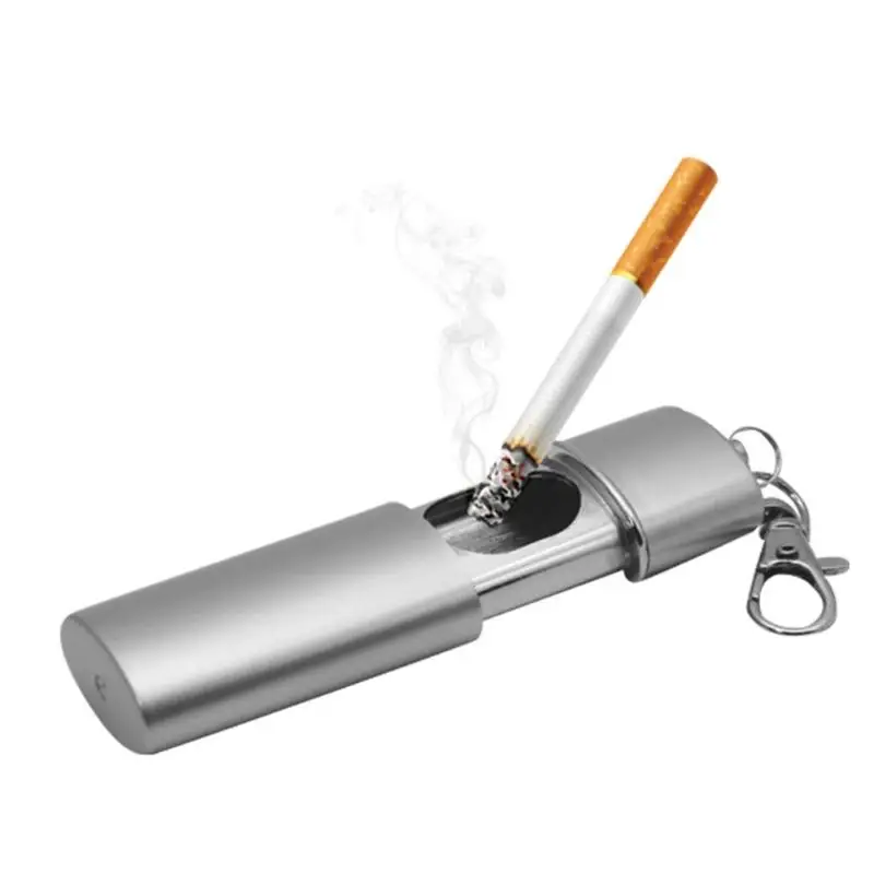 

Office and Mall Creative Portable Mini Ashtray Simple ABS Cigarette Ash Holder Pocket Smoking Ash Tray with Lid Keychain
