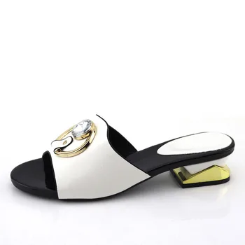 

2020 Summer Woman Low Heels 4CM Slipper Shoes Latest Design Italian Rhinestone Woman Party Shoes Size 38-42