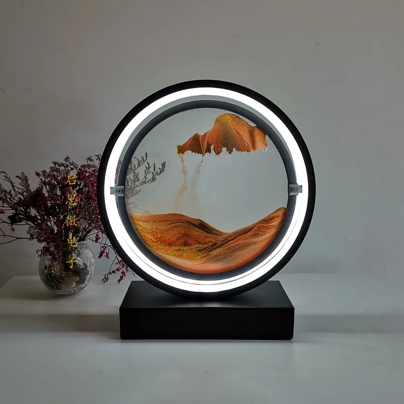 USB Led Hourglass table lamp Craft quicksand 3D Natural Landscape Flowing Sand dimmable Moving Night Light lampara led | Лампы и